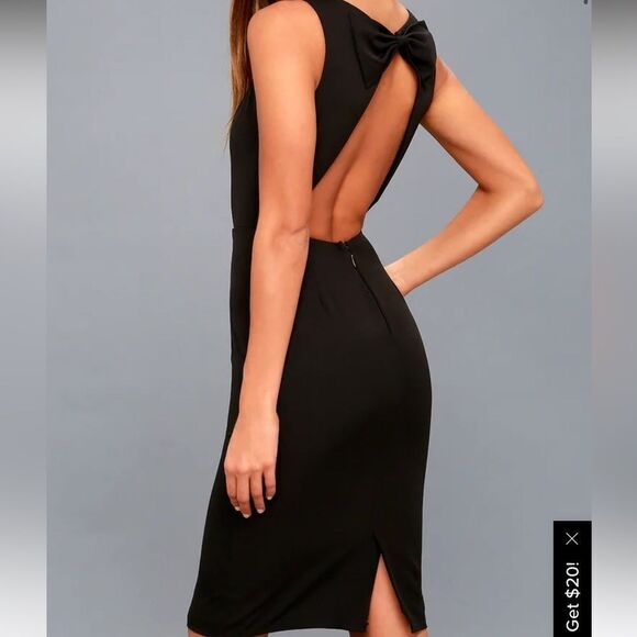 Lulus Be Mine Black Open Back Midi Dress Small Nwt - Picture 2 of 7